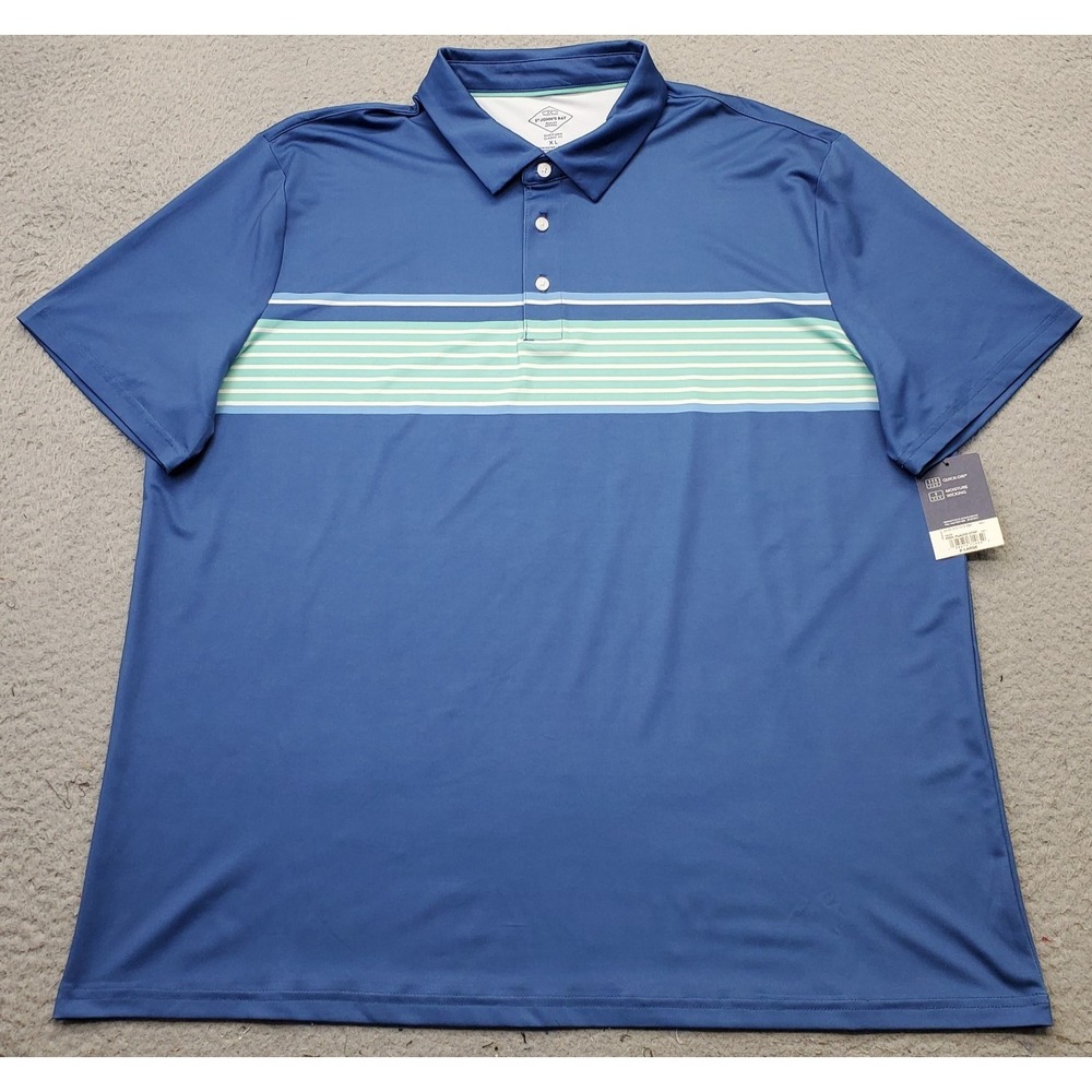 St. John's Bay Polo Shirt Mens XL Multi Striped Classic Fit Quick Dry Popover